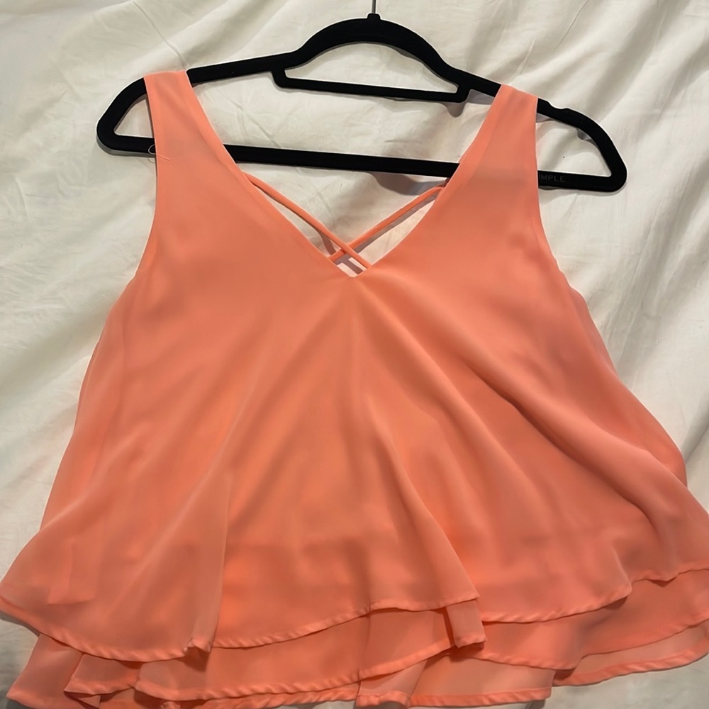 LUSH cropped bright peach tank